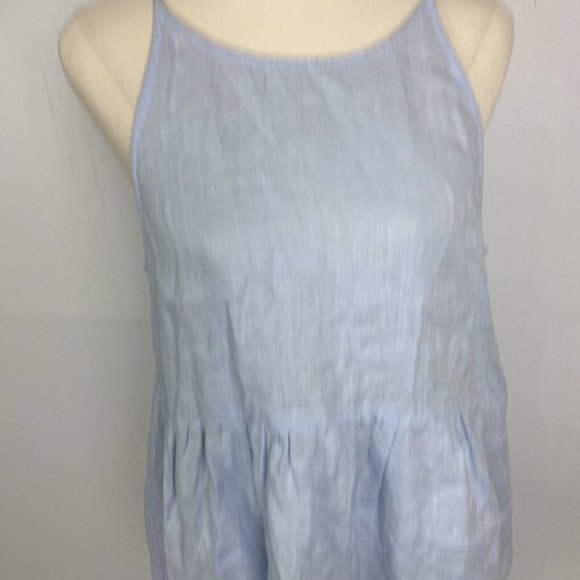 Sportsgirl Size 10 Women's Top Blouse 100% LINEN Blue Tank - Picture 2 of 9